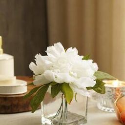 Artificial Peony with Glass Vase-42