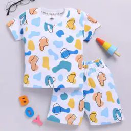 Infants Printed Cotton T-Shirt & Shorts Set-picture-15