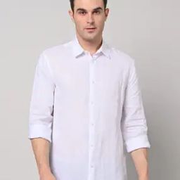 Men Linen Shirt with Spread Collar-picture-49
