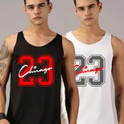 Men Pack of 2 Numeric Print Vests-7