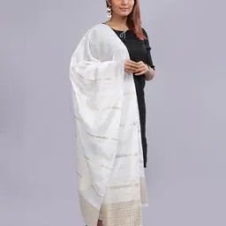 Women Striped Dupatta with Tassels-picture-40