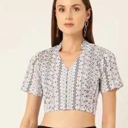 Women Printed Front Open Blouse-29