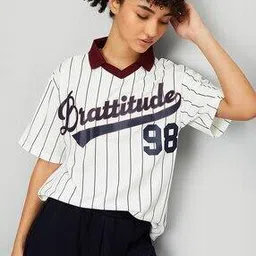 max Women Striped Oversized Sports Polo T-shirt-picture-36