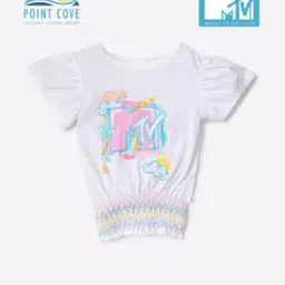 MTV Graphic Print Top with Smocked Waist-image-33