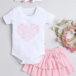 Girls Typographic Print Bodysuit & Skirt with Headband-image-40