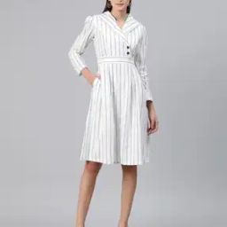 Women Striped Fit and Flare Dress-image-43