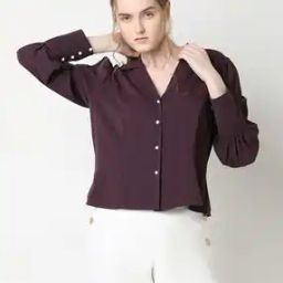 Women Regular Fit Shirt with Cuban Collar-image-30