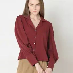 Women Regular Fit Shirt with Cuban Collar-image-40