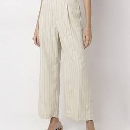 Women Pin Striped High-Rise Straight Fit Flat-Front Trousers-image-49