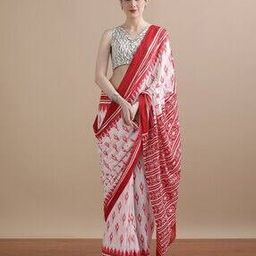 Women Printed Pure Cotton Mulmul Saree-image-17