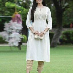 juniper Embroidered A-line Kurta with Tie-Up-picture-0