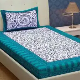 Jaipuri Single bedsheet With 1 Pillow Cover-image-85
