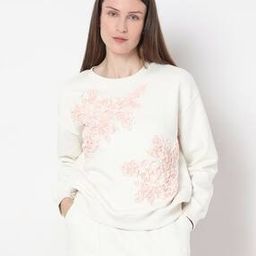vero moda Women Regular Fit Sweatshirt with Floral Applique-picture-40