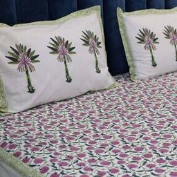 Hand Block Print King-Size Bedsheet with Pillow Covers-52