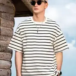 Men Striped Oversized Fit T-Shirt-image-45