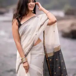 Pure Chanderi Cotton Silk Saree With Blouse Piece -picture-26