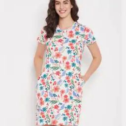 Women Floral Print Round-Neck Nightie-image-45