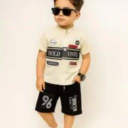 Boys Typographic Print Shorts & T-Shirt Set-image-1