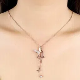 Gold-Plated Crystal Butterfly Necklace-image-25