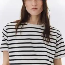 Women Striped Loose Fit Round-Neck T-Shirt-image-44
