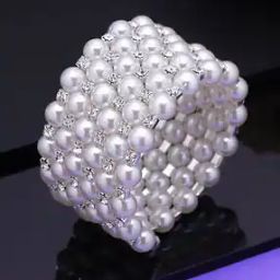 Pearl-Beaded Stoned-Studded Cuff Bracelet-image-26
