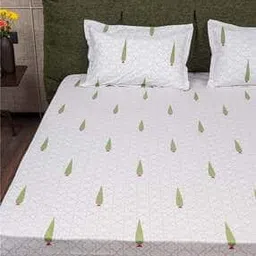 200 TC Printed King-Size Bedsheet with Pillow Covers-image-15