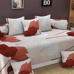 180 TC Leaf Print 8-Piece Single Diwan Set-12