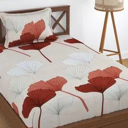 180 TC Floral Print Single Bedsheet with Pillow Cover-picture-45