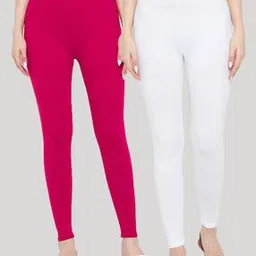 Pack of 2 Solid Leggings with Elasticated Wasitband-image-98