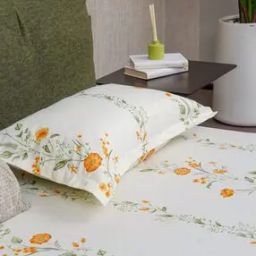 200 TC Floral Print Double Bedsheet with Pillow Covers-image-101