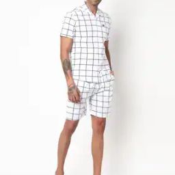 Checked Shirt & Shorts Lounge Set-image-50