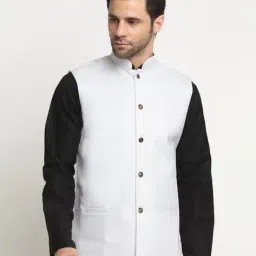 kraft india Men Mandarin Collar Nehru jacket with Insert Pockets image 1
