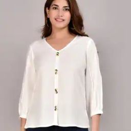 V-neck Top with Front Buttons-picture-48