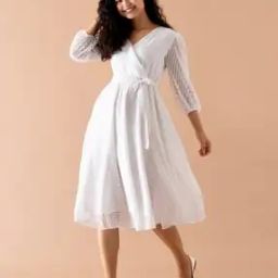 Women Chevron Pattern Fit & Flare Dress-16