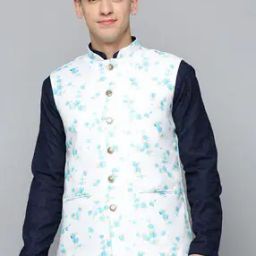 Floral Print Nehru Jacket with Botton Closure-13
