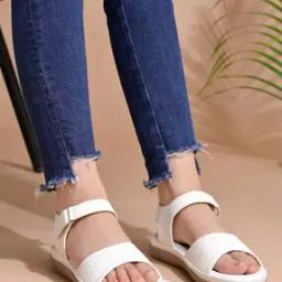 Girls Open-Toe Flat Sandals with Velcro Closure-image-62