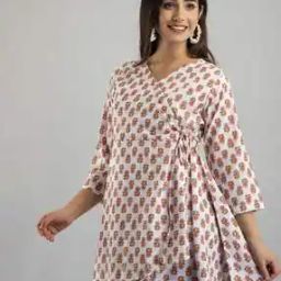 Floral Print V-neck Angrakha Tunic-image-88