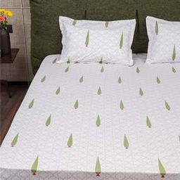200 TC Printed King-Size Fitted Bedsheet with Pillow Covers-image-14