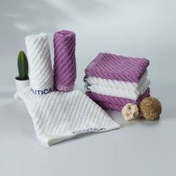 Set of 8 Striped Cotton Face Towels 12" x 12"-image-128