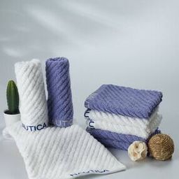 Set of 8 Striped Cotton Face Towels 12" x 12"-23