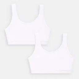 Pack of 2 Girls Ribbed Non-Wired Sports Bras-image-10