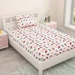 144 TC Printed Pure Cotton Single Bedsheet with Pillow Cover-image-22