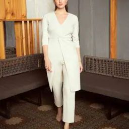 Front-Slit Long Top & Pants Co-Ord Set-image-44