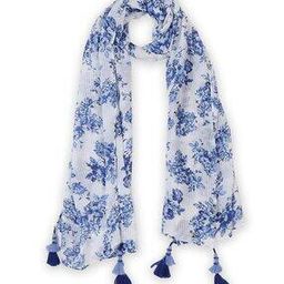 Women Floral Print Scarf with Tassels-picture-23