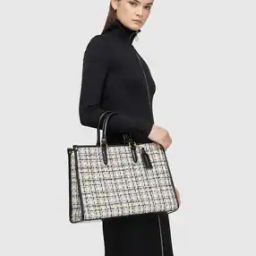 Women Checked Tote Bag with Detachable Strap-image-46