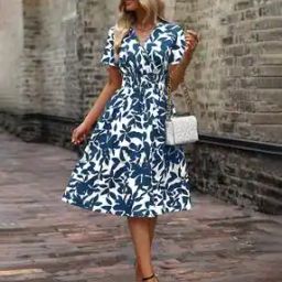 Women Floral Print Fit & Flare Dress-image-52