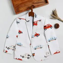 Boys Printed Blazer with Notched Lapel-picture-37
