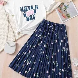 Girl Floral Print Skirt & Top Set-image-20