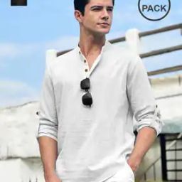 Pack of 2 Men Regular Fit Short Kurtas with Mandarin Collar-image-28