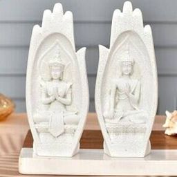 Set of 2 Palm of Hand Meditating Buddha Showpieces-24